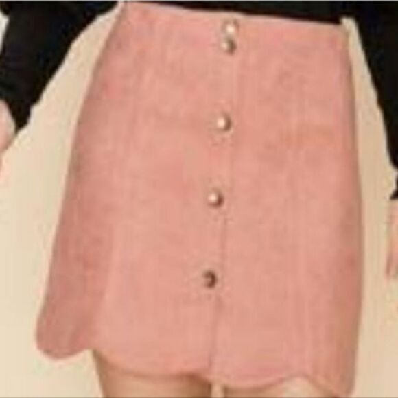 BRAND NEW FAVLUX  FASHION SCALLOPED  SUEDE ABOVE THE KNEE LENGTH WOMEN"S SKIRT - Picture 1 of 14